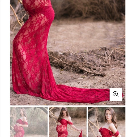 Maternity Sheer Lace Gown - Picture 3 of 4